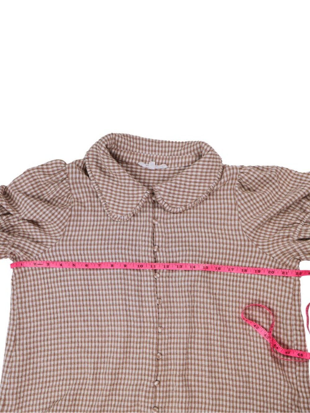 Jane + Delancey Gingham Peter Pan Collar Puff Sleeve Blouse Large - Picture 4 of 8